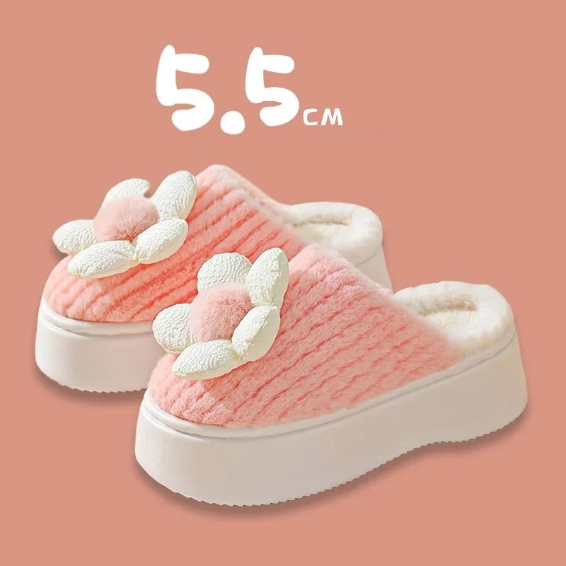 Pantuflas cálidas de plataforma para mujer