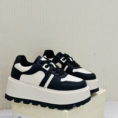 Women's 6cm Genuine Leather Platform Sneakers