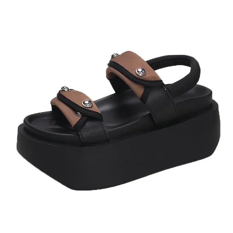 Gladiator-Sandalen mit klobigem Blockabsatz, 8 cm für Damen