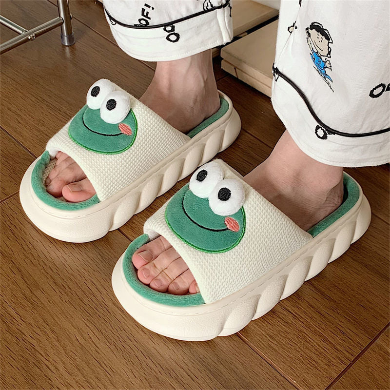 Süße Plateau-Slipper mit Frosch-Design für Damen