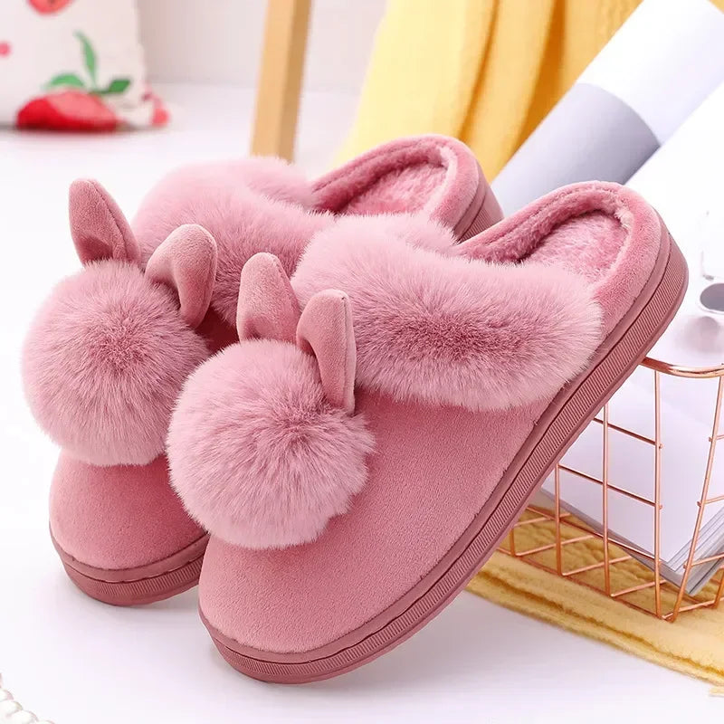 Flauschige Kaninchen-Plüsch-Hausschuhe für Damen