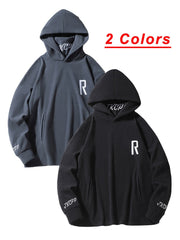 JKCPP Loose Fleece Black Hoodie for Men