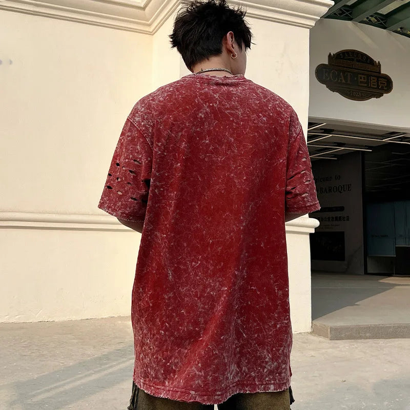 Camiseta de patchwork para hombre con diseño de elefante roto