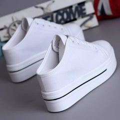 Slip-on Platform White Canvas Sneakers for Women