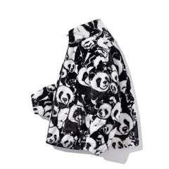 Chaqueta acolchada de invierno de gran tamaño con forro polar y diseño de panda para hombre