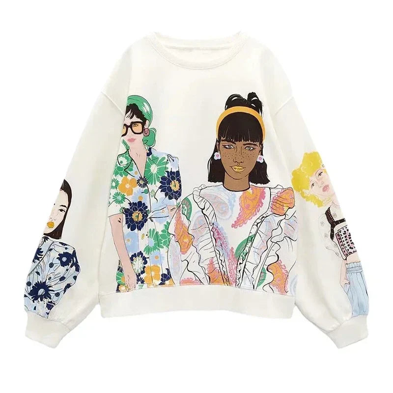 Pullover mit „Beauty Girls“-Print für Damen