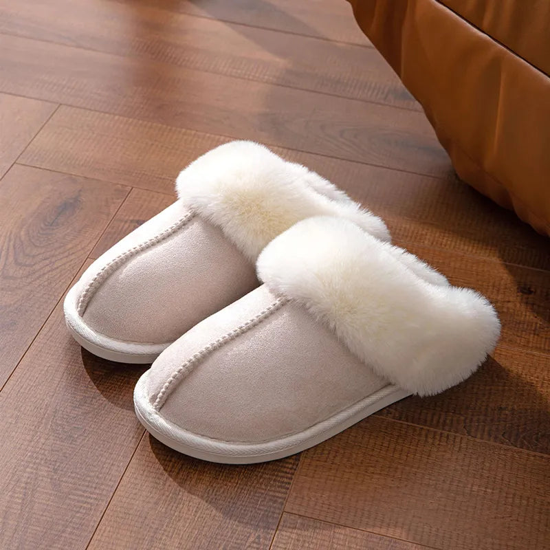 Winter Hausschuhe Damen Wildlederimitat