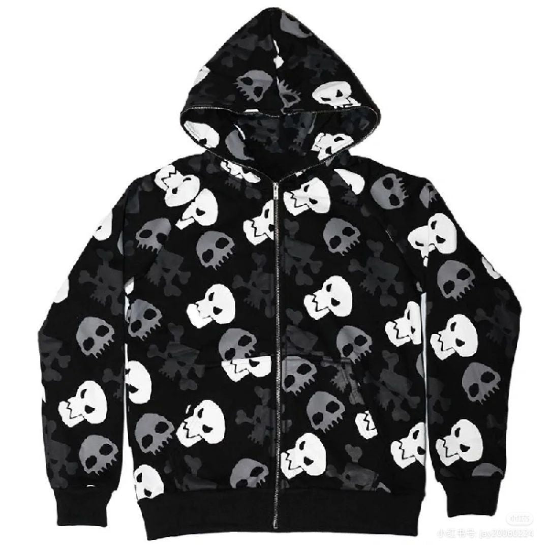 Kapuzenpullover mit Totenkopf-Print für Damen