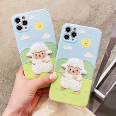 Sheep Embroidery iPhone Case