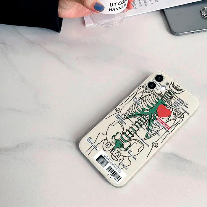 Funda para iPhone con diseño de corazón de esqueleto