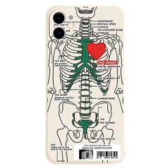 Funda para iPhone con diseño de corazón de esqueleto