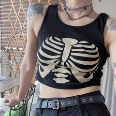 Skeleton Print Tank Top