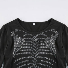 Skeleton Rhinestone Crop Top