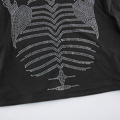 Skeleton Rhinestone Crop Top