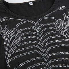 Skeleton Rhinestone Crop Top