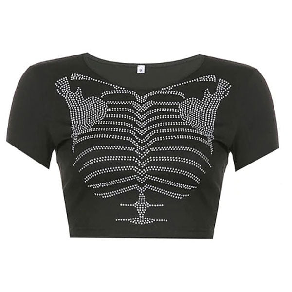 Skeleton Rhinestone Crop Top