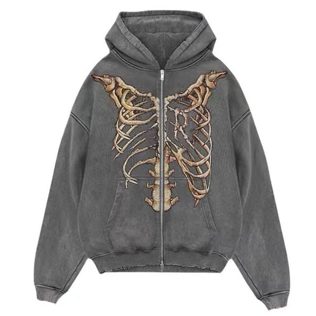 Skeleton Zip Up Hoodie