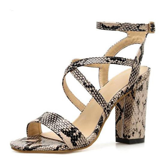 Sandalias de tacón de piel de serpiente