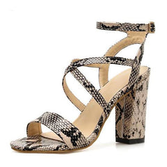 Sandalias de tacón de piel de serpiente