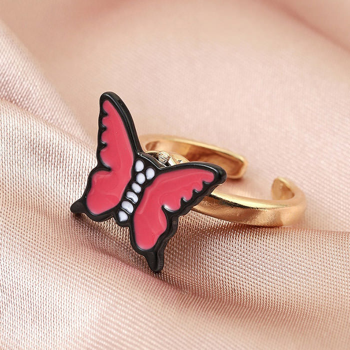 Anillo de ansiedad con forma de mariposa giratoria