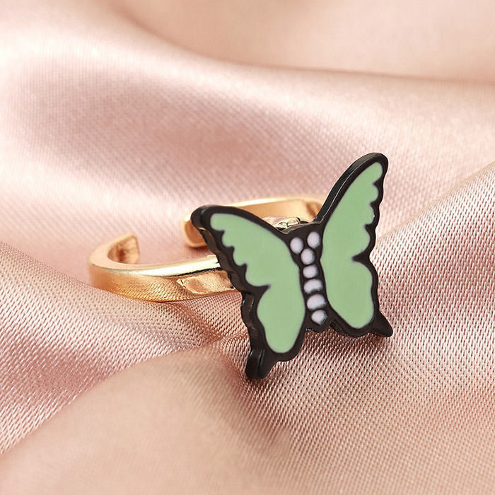 Anillo de ansiedad con forma de mariposa giratoria