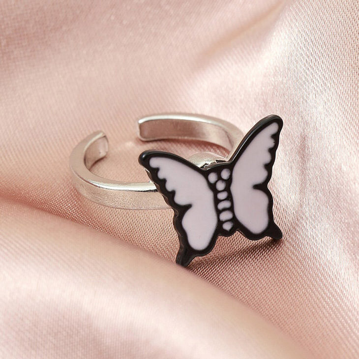 Anillo de ansiedad con forma de mariposa giratoria