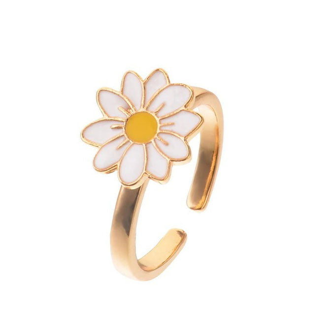 Anillo giratorio de ansiedad con forma de flor