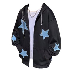 Sudadera con capucha y cremallera con parche de estrella