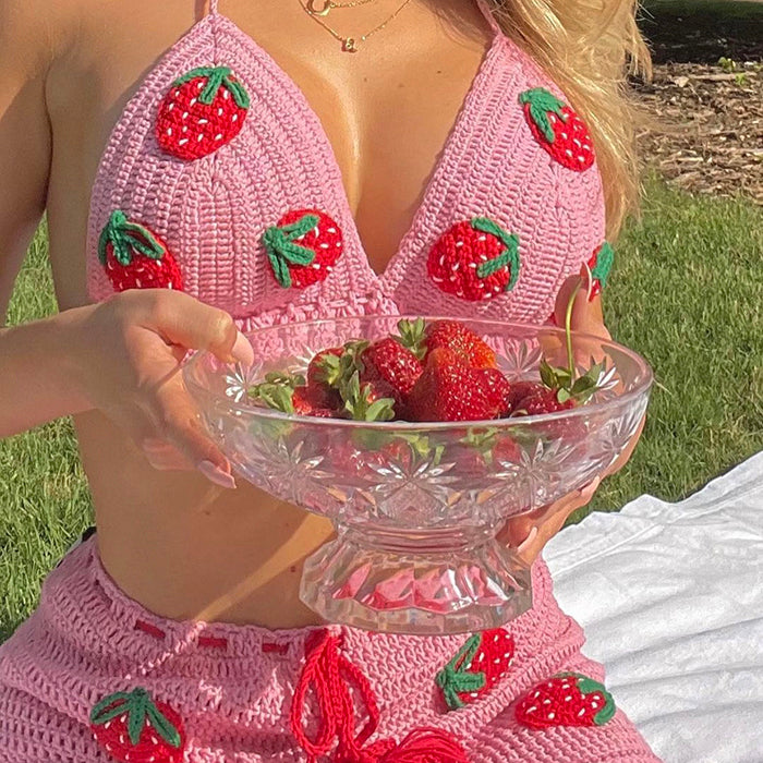 Strawberry Crochet Top & Skirt Co-Ord