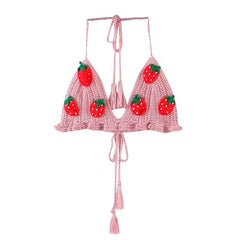 Conjunto de top y falda de crochet con fresas