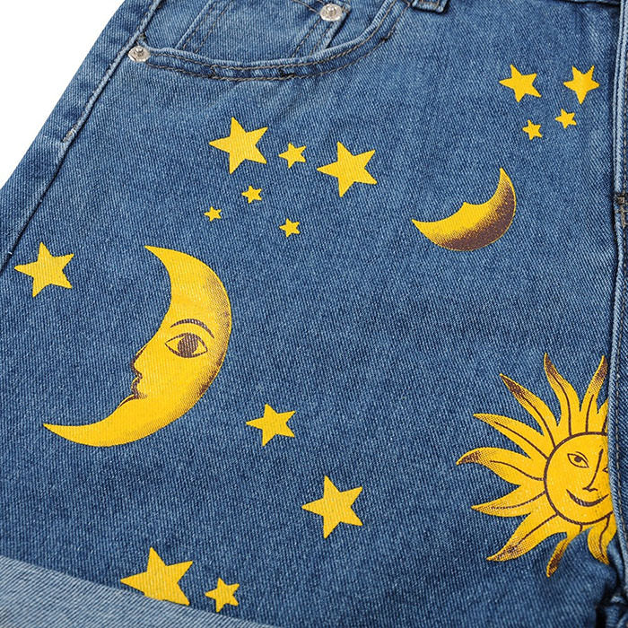 Pantalones cortos con estampado de sol y luna