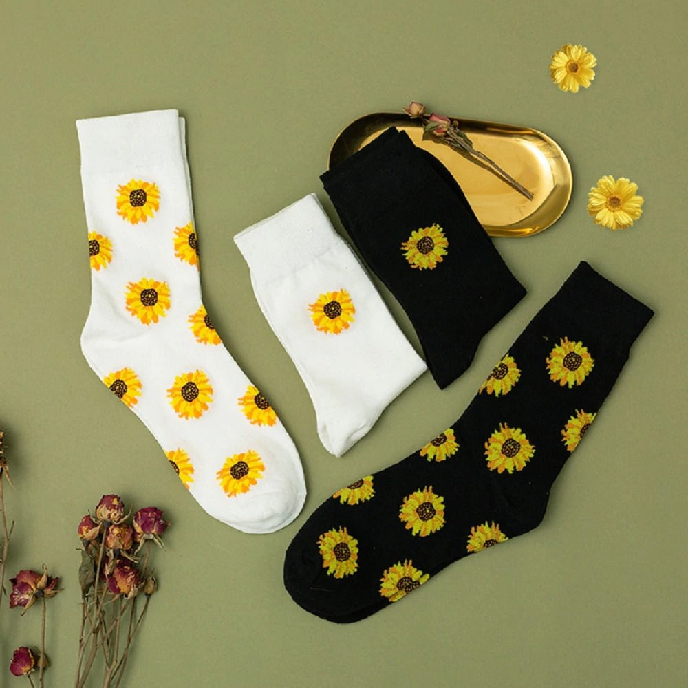 Calcetines con estampado de girasoles