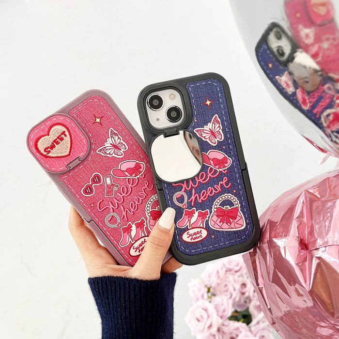 Funda vaquera con forma de corazón para iPhone