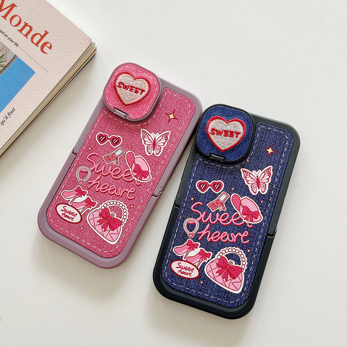 Funda vaquera con forma de corazón para iPhone