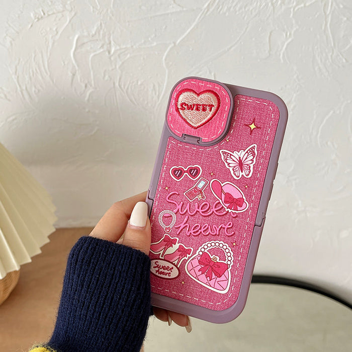 Funda vaquera con forma de corazón para iPhone