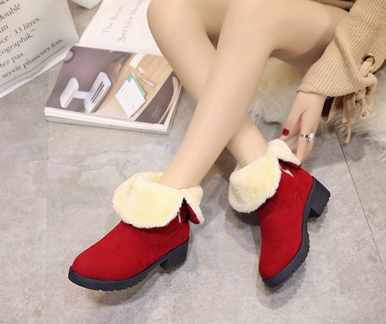 Casual Warm Faux Suede Boots With Fur