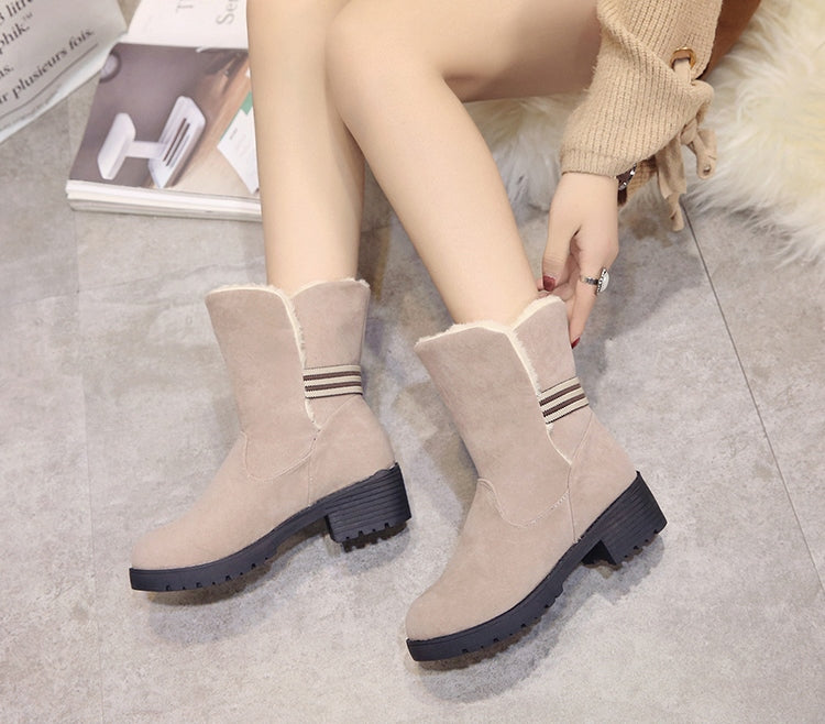 Casual Warm Faux Suede Boots With Fur