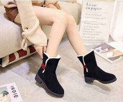 Casual Warm Faux Suede Boots With Fur