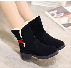 Casual Warm Faux Suede Boots With Fur