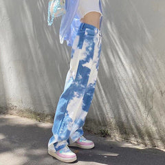 Pantalones anchos con efecto tie-dye