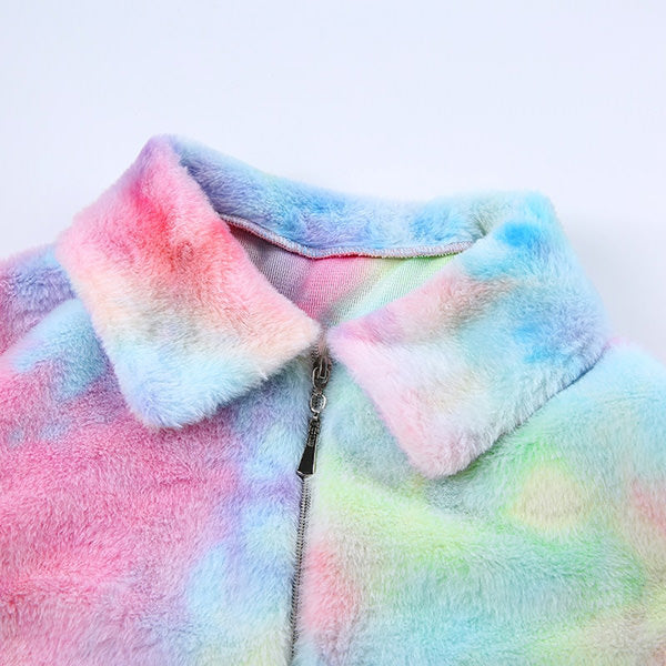 Chaqueta de peluche con efecto tie-dye