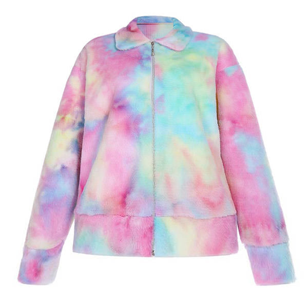 Chaqueta de peluche con efecto tie-dye