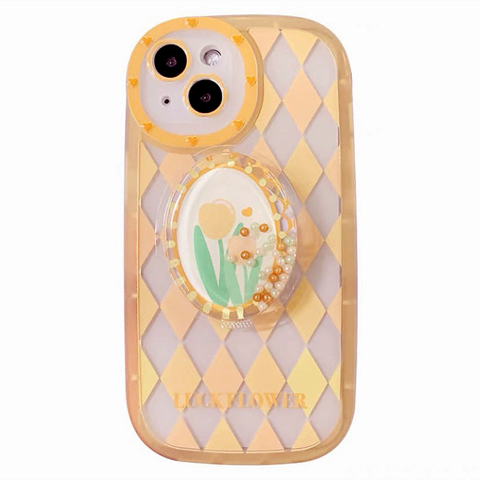 Funda para iPhone con estampado de tulipanes y rombos