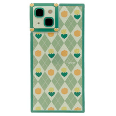 Funda para iPhone con diseño de tulipanes y rombos