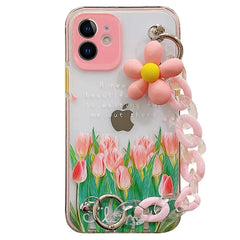 Funda para iPhone con cadena de tulipanes