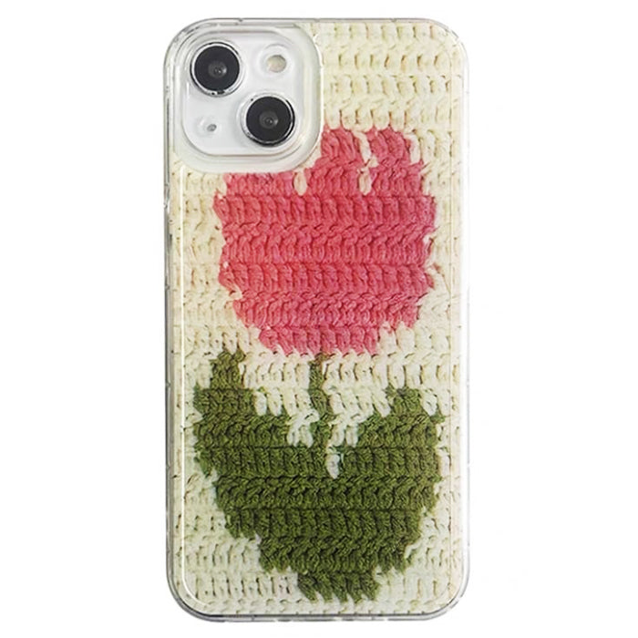 Funda para iPhone de crochet con tulipanes