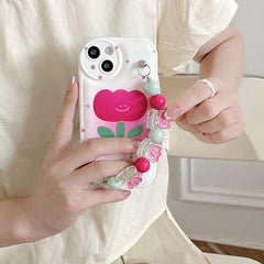 Funda para iPhone con cadena de flores de tulipán