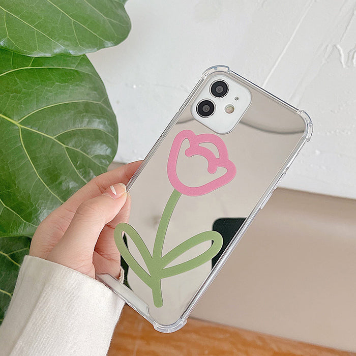 Funda para iPhone con espejo de tulipán