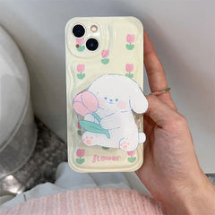 Funda para iPhone con diseño de cachorro de tulipán