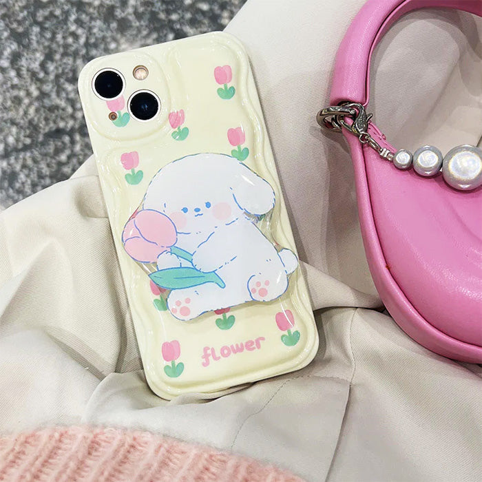 Funda para iPhone con diseño de cachorro de tulipán